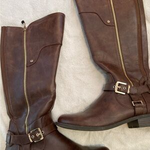G by Guess Brown Leather Knee-High Boots Size 10